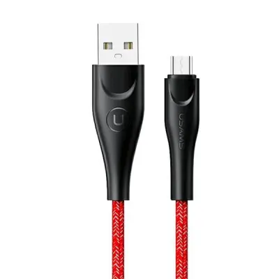 USAMS Kabel flätad U41 microUSB 2m röd SJ396USB02