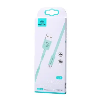 USAMS Kabel platt U2 microUSB 1.2m blå SJ201MIC04