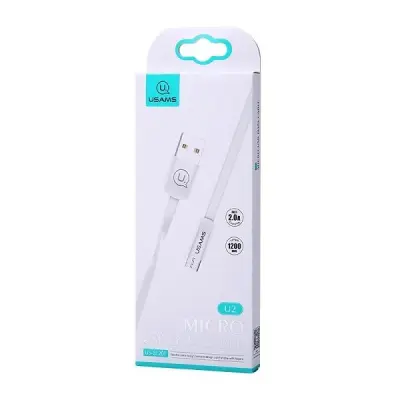 USAMS Kabel platt U2 microUSB 1.2m vit SJ201MIC02