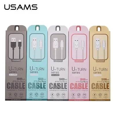 USAMS Kabel U-Turn microUSB 1m vit 2A MICUSBXD02
