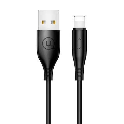 USAMS Kabel U18 lightning 2A Snabbladdning 1m svart SJ266USB01