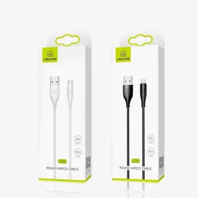 USAMS Kabel U18 microUSB 2A Snabbladdning 1m vit SJ268USB02