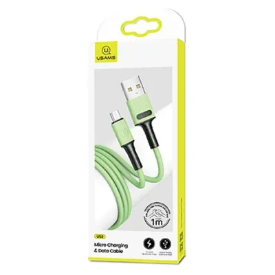 USAMS Kabel U52 microUSB 2A Snabbladdning 1m grön SJ435USB02
