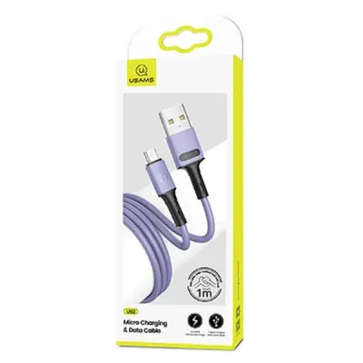 USAMS Kabel U52 microUSB 2A Snabbladdning 1m lila SJ435USB04