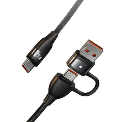 USAMS Kabel U85 2xUSB-C/USB-A 1.2m 100W svart SJ654USB01