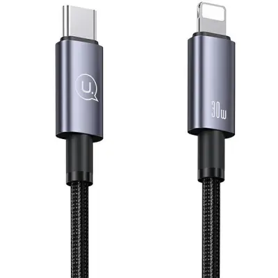 USAMS Kabel USB-C–Lightning 30W 0,25m (US-SJ679) - Stålgrå