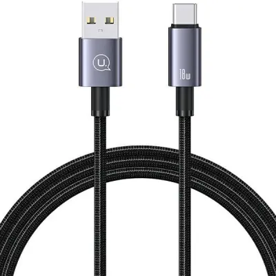USAMS Kabel USB–USB-C 3A 1,2m (US-SJ663) - Stålgrå