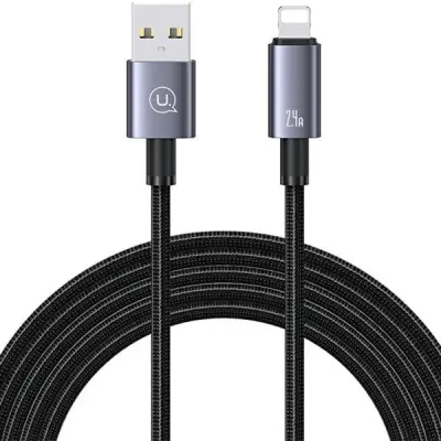 USAMS Lightning Kabel USB 2,4A 2 m SJ669USB01 - Stål