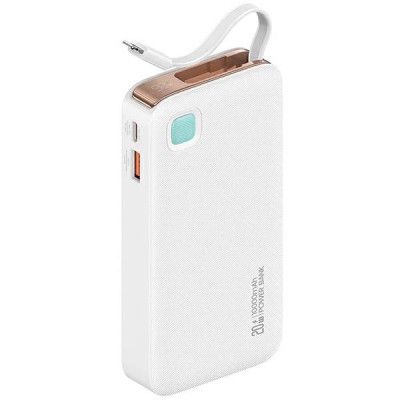 USAMS Powerbank 10000mAh 20W Med Lightning Kabel Retractable - Vit