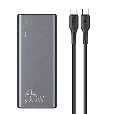 USAMS Powerbank 30000mAh 65W 2xUSB-A 1xUSB-C Med USB-C Kabel