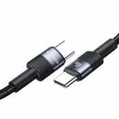 USAMS SJ724 USB-C/USB-C Kabel flätad 3A 1,2 m (US-SJ724) – Svart