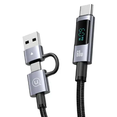 USAMS Sufeng Kabel 6-i-1 Fast Charging 60W 2m Display - Svart