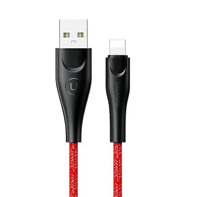 USAMS U41 Lightning Kabel flätad 1 m SJ391USB02 - Röd