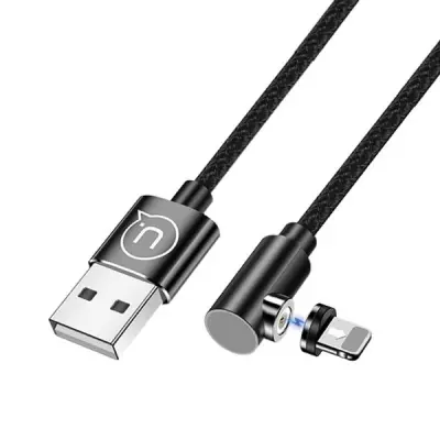 USAMS U54 Lightning Kabel vinkel magnetisk 1 m SJ444USB01 - Svart