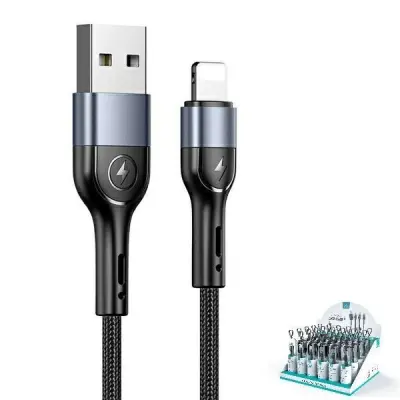 USAMS U55 Lightning Kabel flätad set 1 m SJ448ZJ01 - Svart