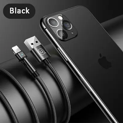 USAMS U60 Lightning Kabel flätad roterbar 1 m SJ476USB01 - Svart