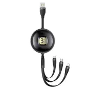 USAMS U69 Kabel 3-i-1 1 m SJ508USB01 (US-SJ508) – Svart