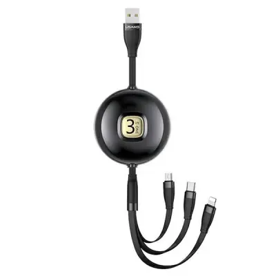 USAMS U69 Kabel 3-i-1 1 m SJ508USB01 (US-SJ508) – Svart