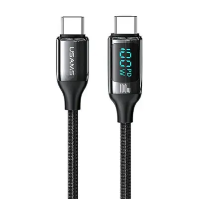 USAMS U78 Kabel USB-C/USB-C LED 100W 3m SJ559 (US-SJ559) - Svart