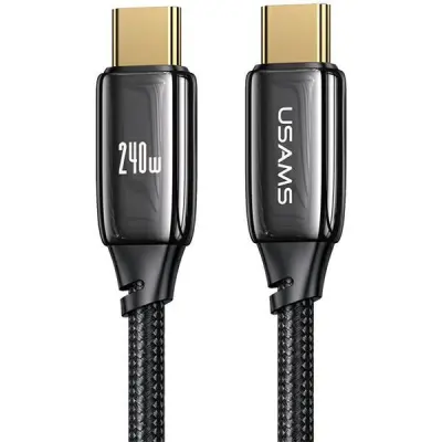 USAMS U82 USB-C/USB-C Kabel Flätad 240W 2m SJ581USB01 Svart