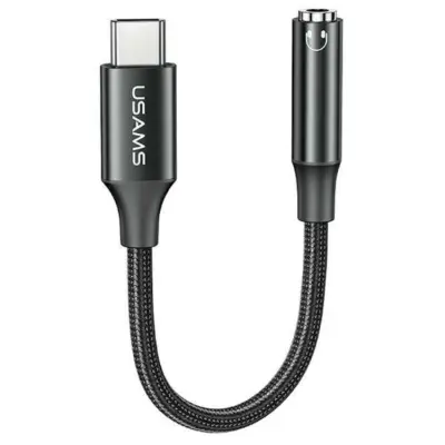USAMS USB-C till Aux Adapter Jack 3.5mm - Svart