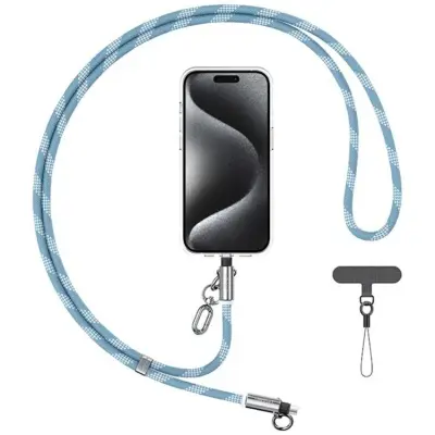 USAMS USB-C Till Lightning Kabel 1.2m Lanyard - Blå