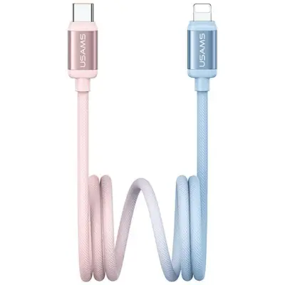 USAMS USB-C till Lightning Kabel PD 30W 1.2m Bicolor SJ757 - Blå/Rosa