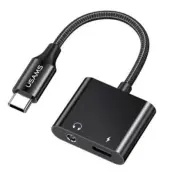 USAMS USB-C till Ljudadapter PD 60W - Svart