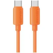 USAMS USB-C till USB-C 60W Kabel 3A 1m Silikon U98 - Orange