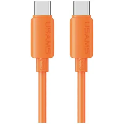 USAMS USB-C till USB-C 60W Kabel 3A 1m Silikon U98 - Orange