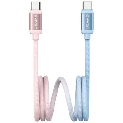 USAMS USB-C till USB-C Kabel PD 60W 1.2m Bicolor SJ756 - Blå/Rosa