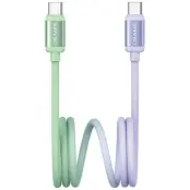 USAMS USB-C till USB-C Kabel PD 60W 1.2m Bicolor SJ756 - Grön/Lila