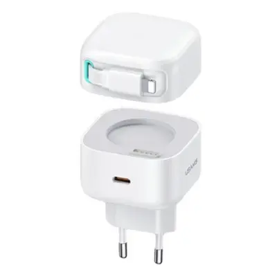 USAMS Väggladdare 35W Gan 1xUSB-C med Lightning kabel (endast huvud) - vit