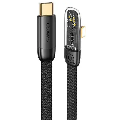 USAMS Vinklad kabel USB-C–Lightning 20W 1,2m (US-SJ583) - Svart