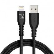 USB-A till Lightning Flätad Kabel 1m Rvelon - Svart