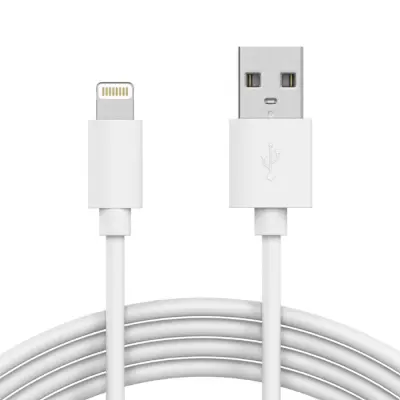 USB-A till Lightning kabel 2.4A. 2m - Vit