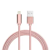 USB-A till Lightning kabel 2A. 2m. Braided - Rink