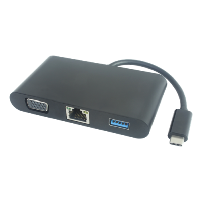 USB-C dockningsstation med USB, ljud, bild & nätverk, svart