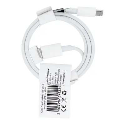 USB-C - Micro-USB 18W Kabel 1m QC3.0 2.4A C972 - Vit