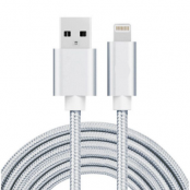 USB Lightning-kabel 2A. 2m. Braided - Silver