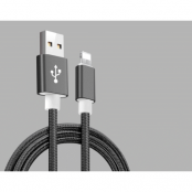 USB till Lightning Kabel i Nylon - 2m - Svart
