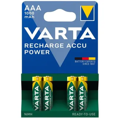 Varta 4-pack Laddningsbart batteri AAA 1000 mAh