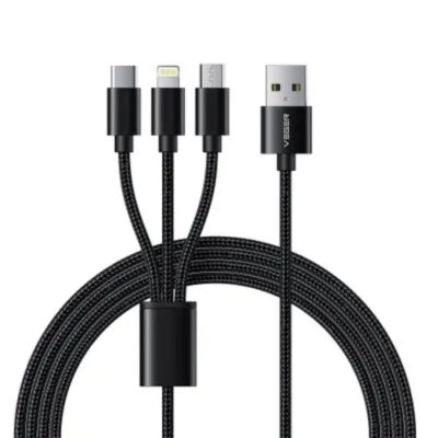 Veger 3in1 USB-A till USB-C Lightning microUSB kabel 1.2m