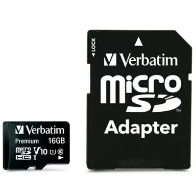Verbatim Minneskort microSDHC 16GB V10 Med Adapter - Svart