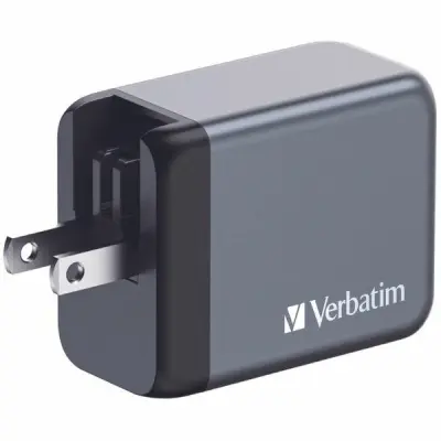 Verbatim Snabbladdare 65W GaN 2xUSB-C USB-A EU/UK/US - Svart