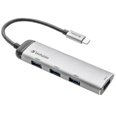 Verbatim USB-C till USB-A 4-Portar Hubb Adapter 49147 - Silver