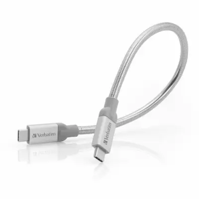 Verbatim USB-C till USB-C Kabel 3A 30cm Stål - Silver