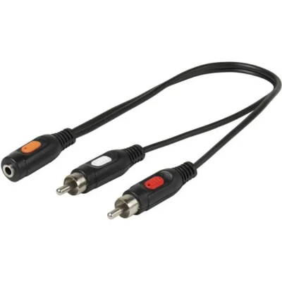 Vivanco Audio Adapter 1×3,5mm hona 2xRCA/hane 0,2m - Svart