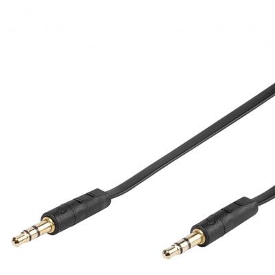 Vivanco Audiokabel, 1x3.5mm Hane platt 0.3m - Svart