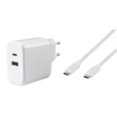 Vivanco GaN Snabb Hemladdare USB-A till USB-C 65W USB-C Kabel - Vit